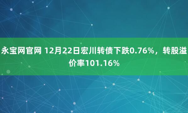 永宝网官网 12月22日宏川转债下跌0.76%,转股溢价率101.16%