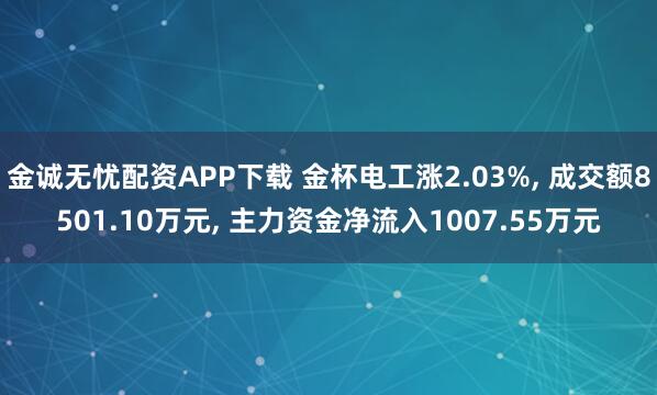 金诚无忧配资APP下载 金杯电工涨2.03%, 成交额8501.10万元, 主力资金净流入1007.55万元